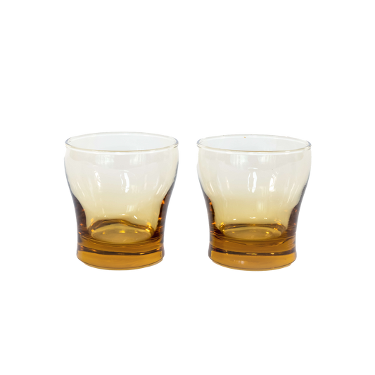 Pair of Vintage Libby Amber Tumbler Glasses