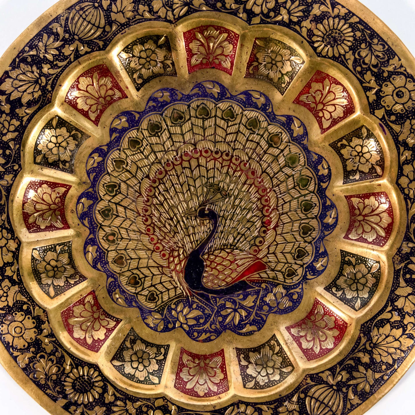 Vintage Indian Peacock Plate Tray