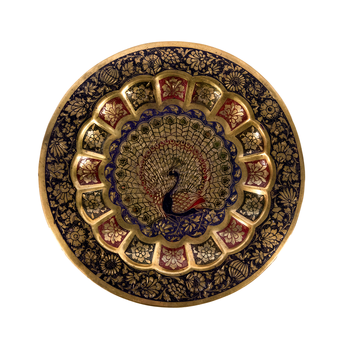 Vintage Indian Peacock Plate Tray