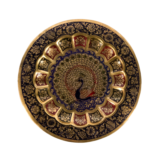 Vintage Indian Peacock Plate Tray