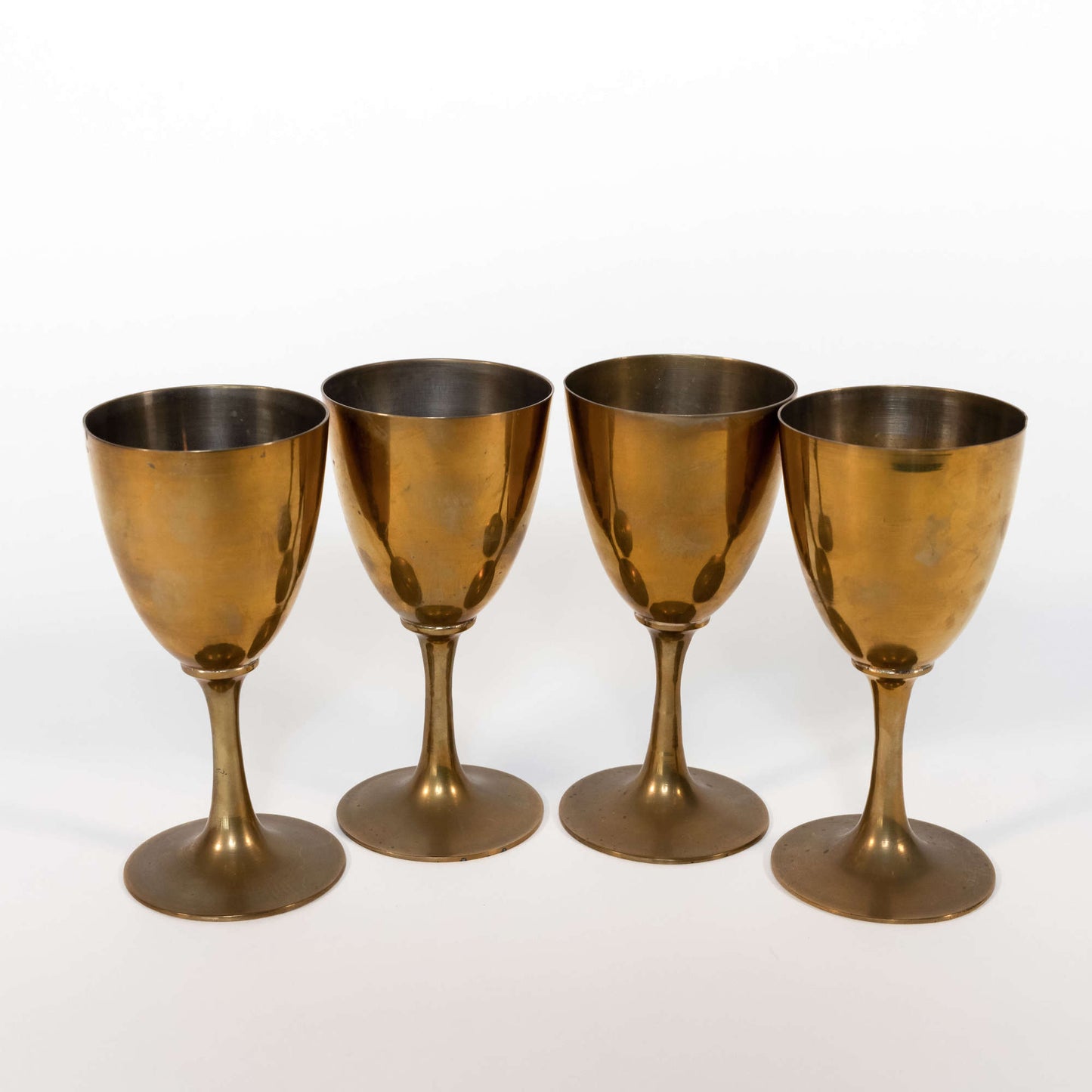 Vintage Brass Tone Metal Goblets