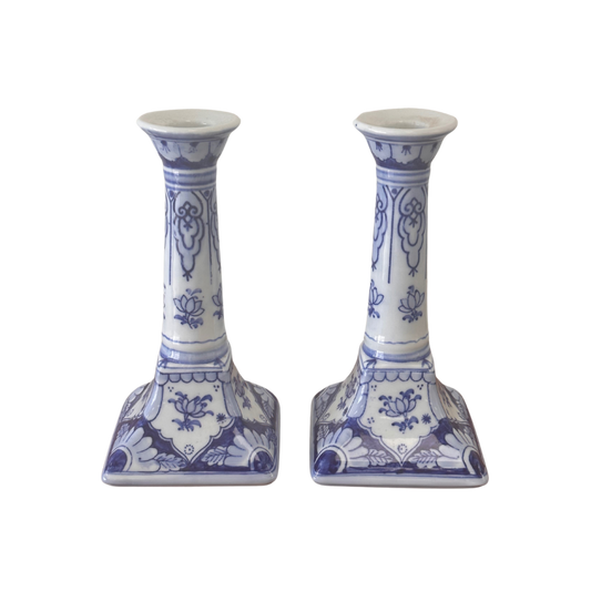 Blue & White Chinoiserie Candlesticks