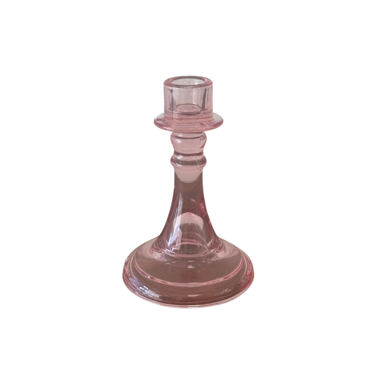 Pink Glass Candlestick