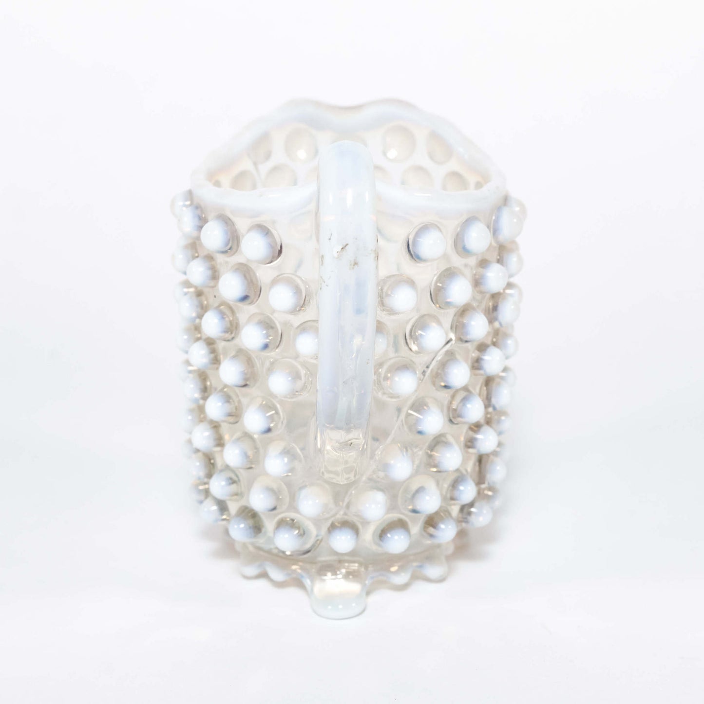 Vintage Small Clear Opaque Hobnail Pitcher