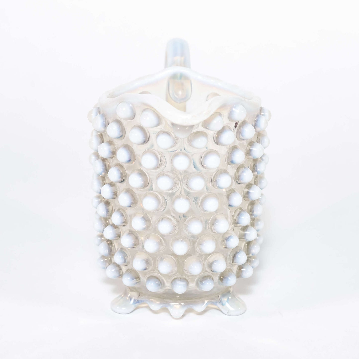 Vintage Small Clear Opaque Hobnail Pitcher