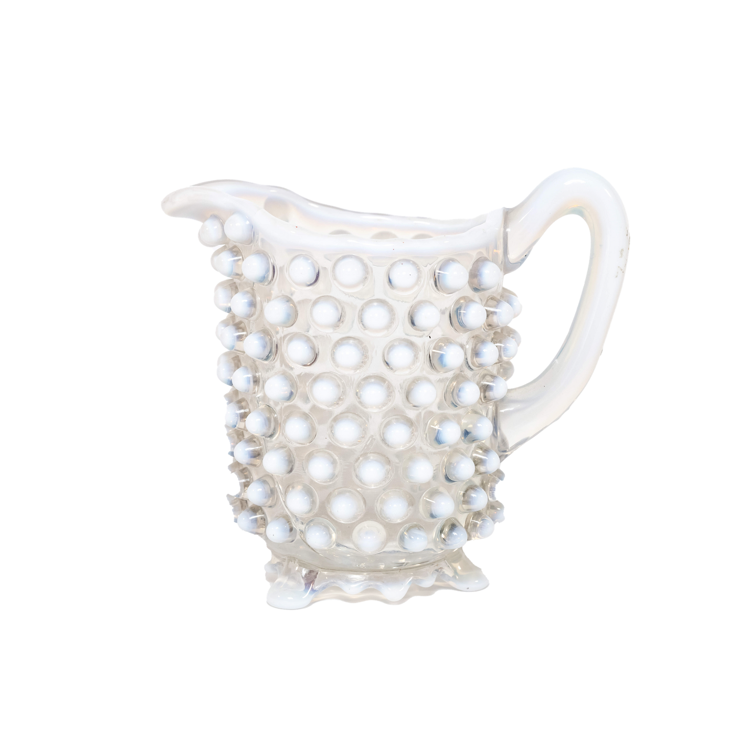 Vintage Small Clear Opaque Hobnail Pitcher