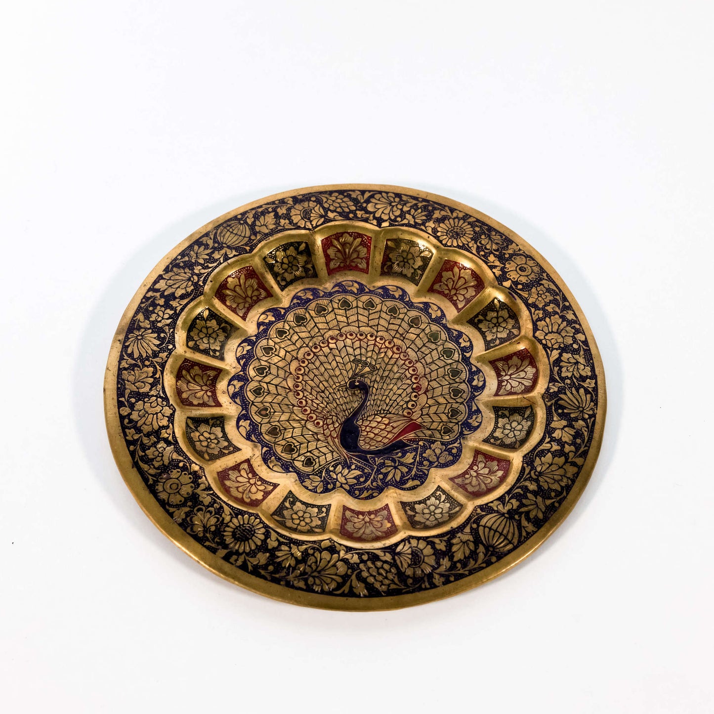 Vintage Indian Peacock Plate Tray