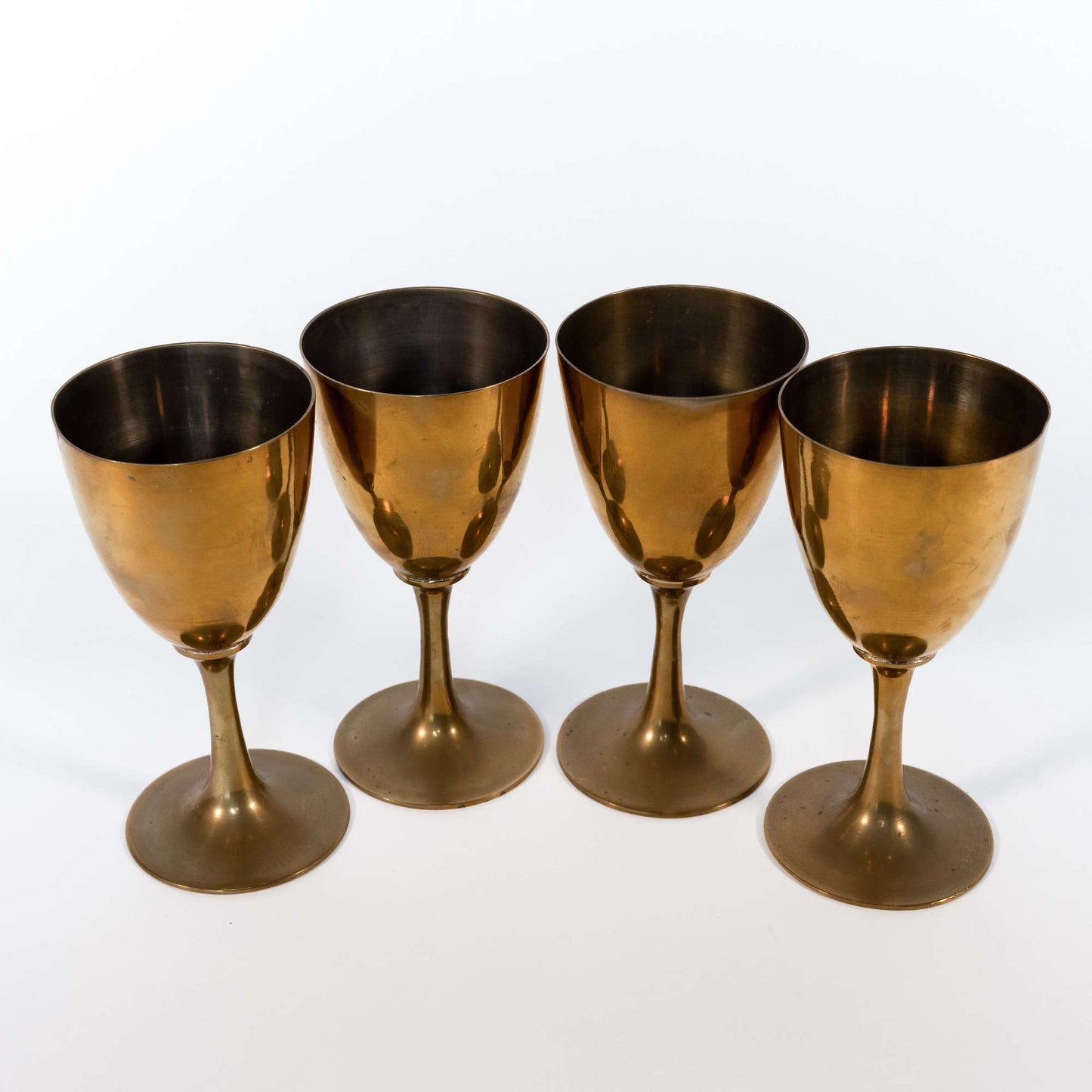 Vintage Brass Tone Metal Goblets