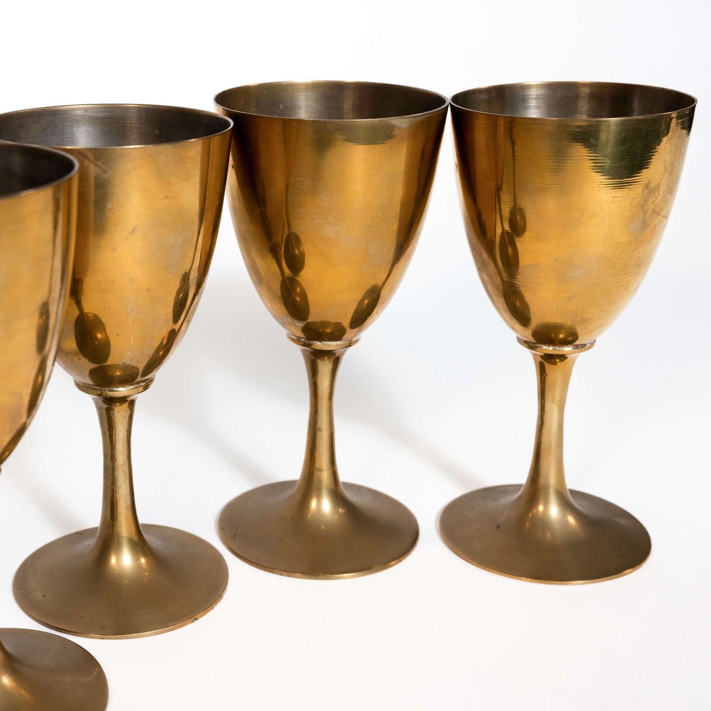 Vintage Brass Tone Metal Goblets