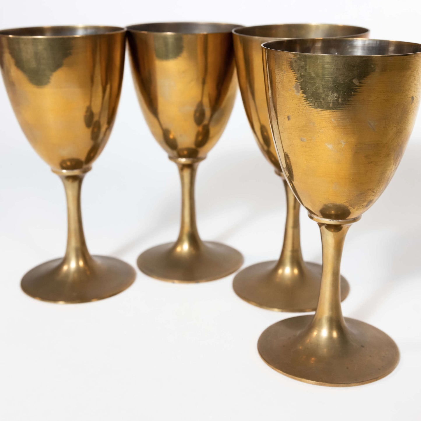 Vintage Brass Tone Metal Goblets