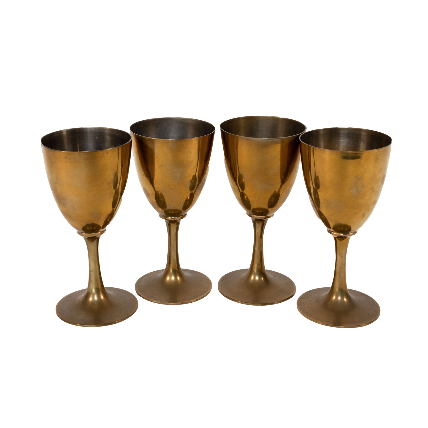 Vintage Brass Tone Metal Goblets