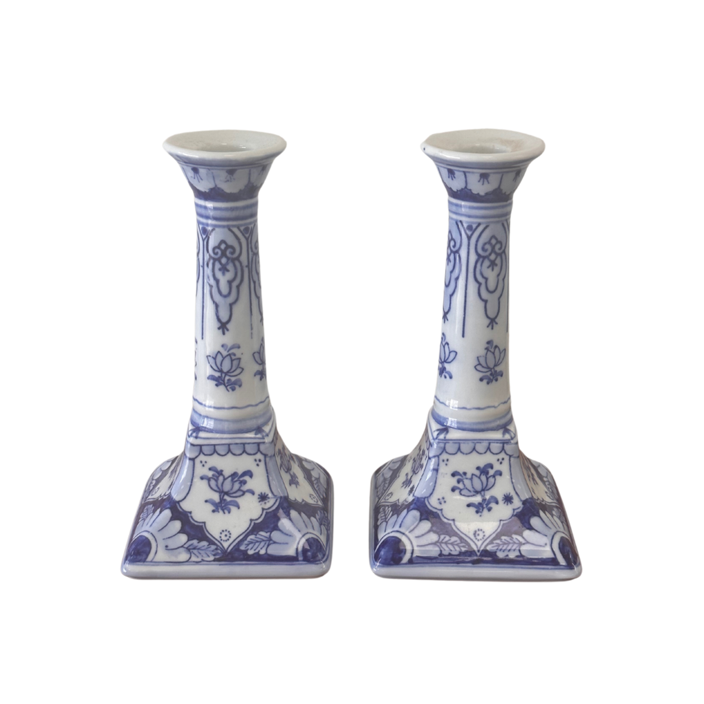 Blue & White Chinoiserie Candlesticks