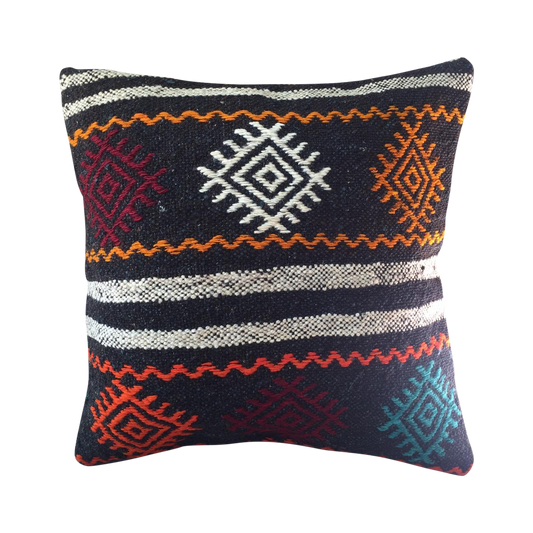 Turkish Handmade Patchwork Kilim Rug Pillow No 1